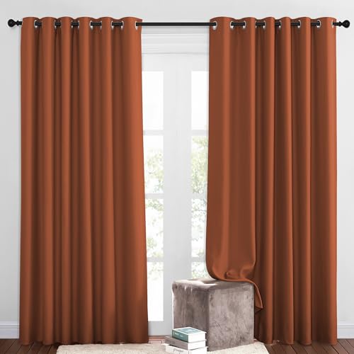 50% Blackout Burnt Orange Sliding Glass Curtains 2 Panels Set (Burnt Orange / 80"W x 84"L (Pack of 2))