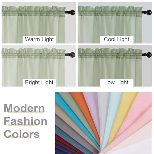 Light Green Sheer Curtains 63 Inch Length 2 Panels Set for Living Room Bedroom (Light Green / 42"W x 63"L (Pack of 2))
