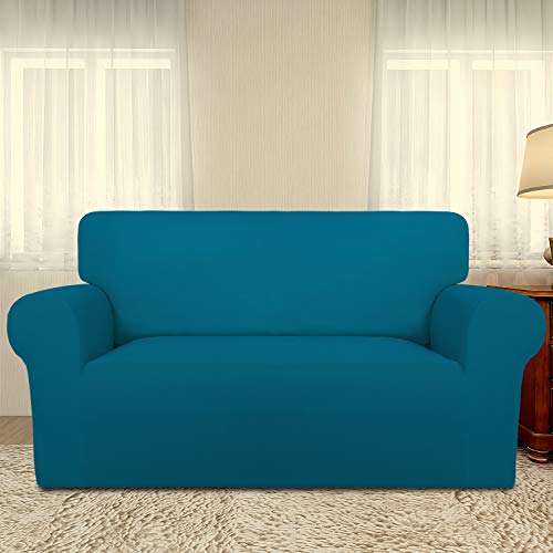 Stretch Loveseat Covers Fleece Couch Covers for Sofa Peacock Blue (Medium Loveseat / Peacock Blue)