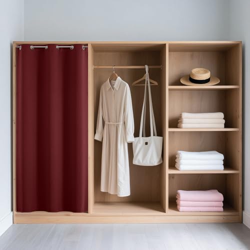 Door Curtain Blackout Curtains for Doorway Privacy Closet Drapes (Burgundy Red / 52"W x 90"L (Pack of 1))