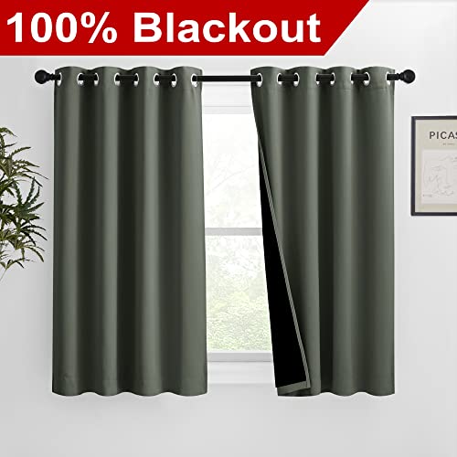100% Blackout Curtains 54 inches Long (Dark Mallard / 46"W x 54"L (Pack of 2))