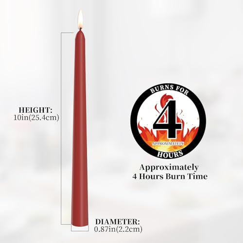0.87×10 Inch Dark Red Taper Candles (Dark Red)