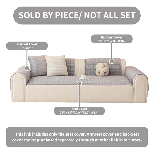 Velvet Sectional Couch Covers for Dogs (Light Grey / 1PC/27.6"x71"/2-3 Seat & Long "L" Part)