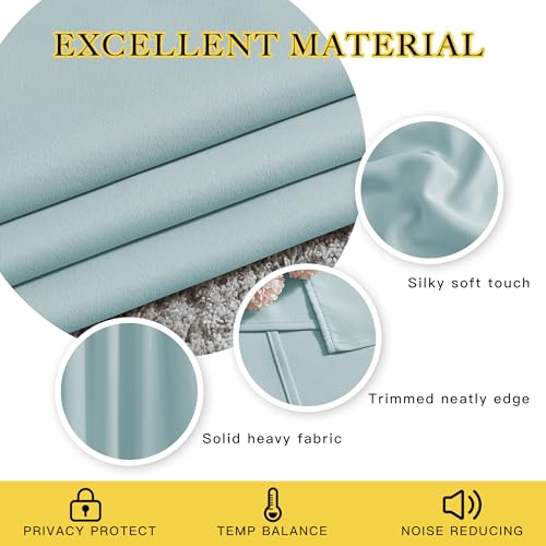 Room Darkening Curtains for Living Room 84 inches Long (Sky Blue / 52"W x 84"L (Pack of 2))