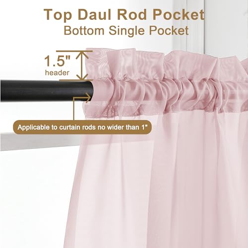 Sheer Curtains 45 Inch Long 2 Panels (Blush Pink / 42"W x 45"L (Pack of 2))
