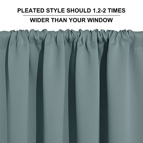 Cafe Blackout Curtains 24 inch Length (Dusty Blue / 29"W x 24"L (Pack of 2))