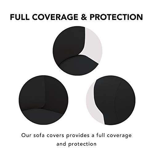 Stretch Couch Covers for Sofa 4 Seater Slipcovers Black (XX-Large 4-Seater Sofa / Black)