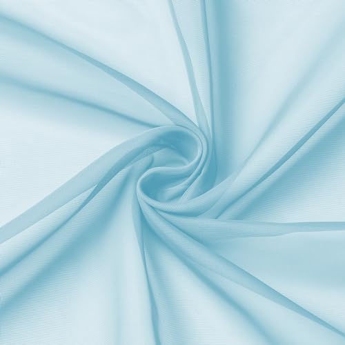 2 Pack Basic Sky Blue Sheer Curtain Drapes 63 Inch Length 2 Panels for Living Room (40"W x 63"L (Pack of 2) / Sky Blue)