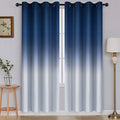 Blue to Grey White Ombre Room Darkening Curtains 72 Inch (52"W x 72"L (Pack of 2) / Blue to Grayish White)