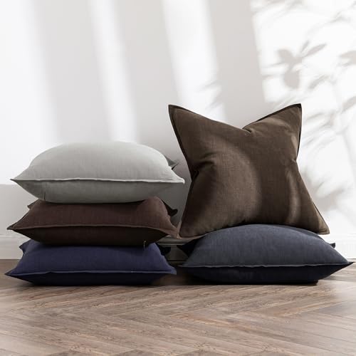 Decorative Linen Euro Sham Pillow Covers 24x24 Light Gray (Light Gray / 24" x 24" (Pack of 2))
