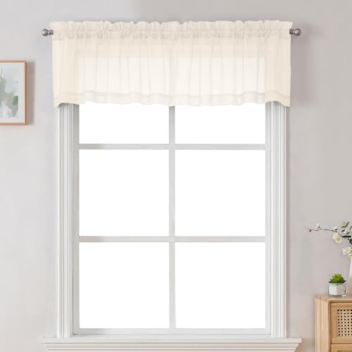 Sheer Cream Valances for Windows 2 Pack (Cream / 42"W x 18"L (Pack of 2))
