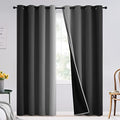 100% Blackout Ombre Bedroom Curtains Black and Greyish White (52"W x 90"L (Pack of 2) / Black White)