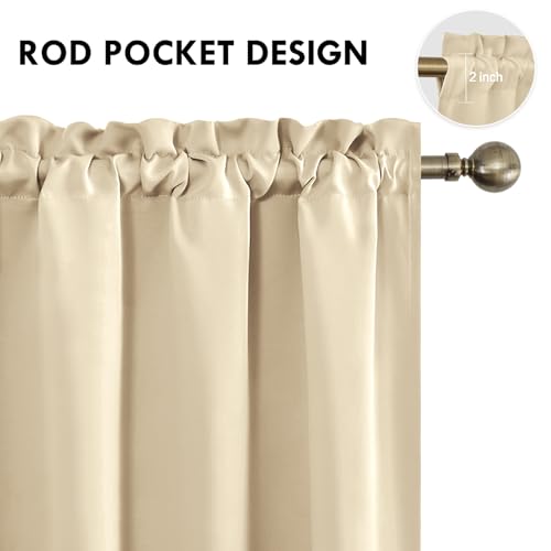 Blackout Curtains for Bedroom Living Room 38 x 54 Inch Long Beige (Beige / 38"W x 54"L (Pack of 2))