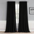 Black Back Tab Blackout Curtains 66x96 Inch Length 2 Panels Set (Black / 66"W x 96"L (Pack of 2))