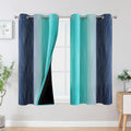 Navy Blue and Teal Gradient Blackout Curtains for Bedroom 54 Inches Long (Navy Blue and Teal / 42"W x 54"L (Pack of 2))