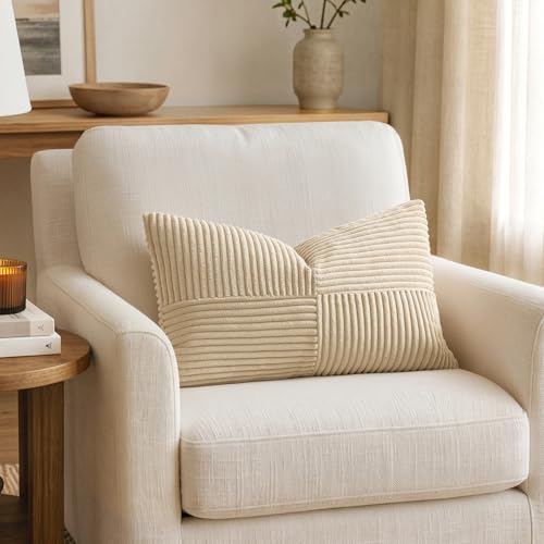 Natural Beige Decorative Lumbar Throw Pillow Covers 12x20 in 2 Pack (20" x 12" (Pack of 2) / Natural Beige)