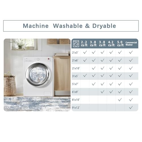 8x10 Washable Area Rugs for Living Room (8' x 10' (Rectangular) / Blue-white-reddish Brown)