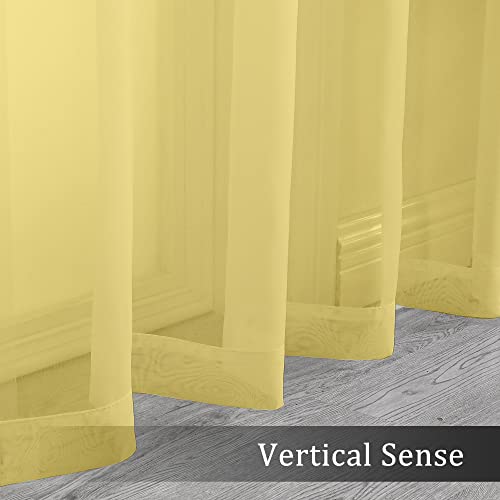Sheer Curtains 63 inch Length 2 Panels Set (Yellow / 42"W x 63"L (Pack of 2))