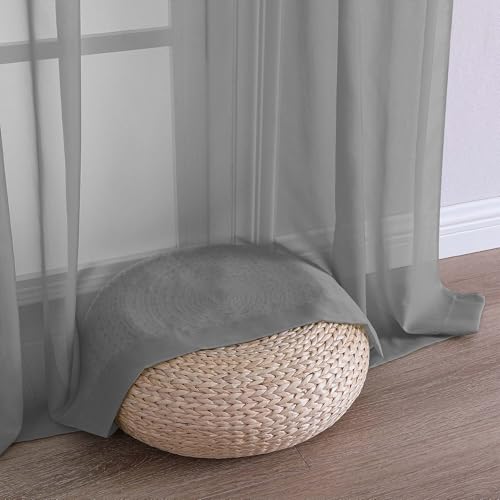 Charcoal Grey Sheer Curtains 84 Inches Long 2 Panels (Charcoal Grey / 59"W x 84"L (Pack of 2))