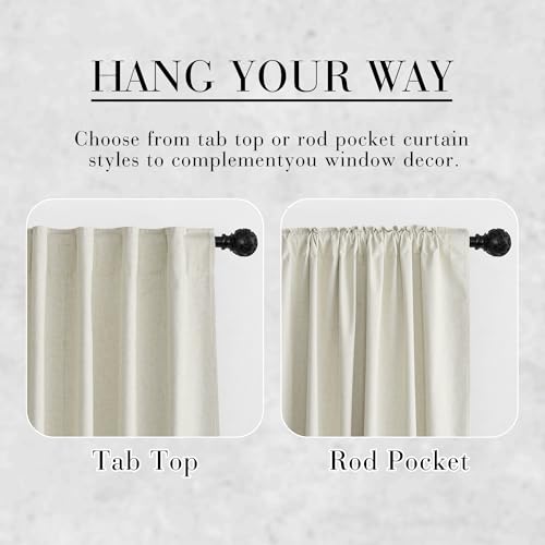 Cream Beige Linen 100% Blackout Curtains for Bedroom W52 x L78 (Cream Beige / 52"W x 78"L (Pack of 2))