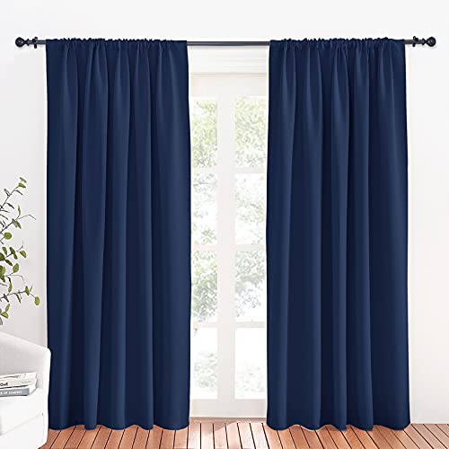 Large Blackout Curtains for Bedroom Living Room 84 inches Long (Navy Blue / 70"W x 84"L (Pack of 2))