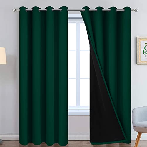 Dark Green 100% Blackout Curtains 96 Inches Long 52" Wide 2 Panels (52"W x 96"L (Pack of 2) / Dark Green)