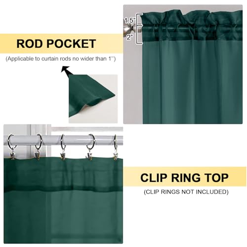Hunter Green Sheer Curtains 96 Inches Long 2 Panels (Hunter Green / 42"W x 96"L (Pack of 2))