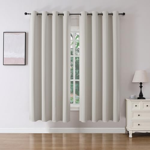 Blackout Curtains 72 Inch Length 2 Panels Set (Natural / 52"W x 72"L (Pack of 2))