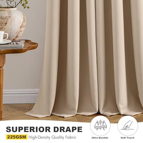 Blackout Curtains for Bedroom 2 Panels 40 x 96 Inch Long Beige (Beige / 40"W x 96"L (Pack of 2))