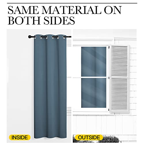 Blackout Window Curtains 60 inch Length 2 Panels (Smoky Blue / 34"W x 60"L (Pack of 2))
