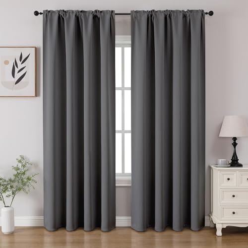 Light Grey Blackout Curtains 84 inch Length 2 Panels Set (Light Grey / 52"W x 84"L (Pack of 2))