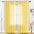 Sheer Voile Window Treatment Rod Pocket Curtain Panels for Kitchen Bedroom Living Room Drapes Sunlight Filtering Privacy Semi Home Decor Assorted Colors Sizes (Yellow / 52"W x 54"L (Pack of 2))