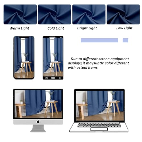 Ava Royal Blue Short 36 Inches Blackout Curtain 2 Panels Set (Royal Blue / 40"W x 36"L (Pack of 2))