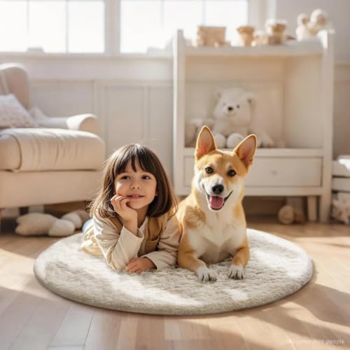 Round Rugs 3Ft Ivory Circle Area Rug (2- Ivory / 3' (Round))