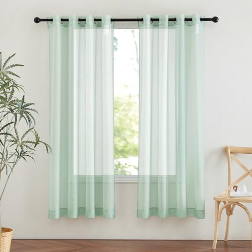Sage Green Sheer Curtains 72 inches Long (Sage Green / 54"W x 72"L (Pack of 2))