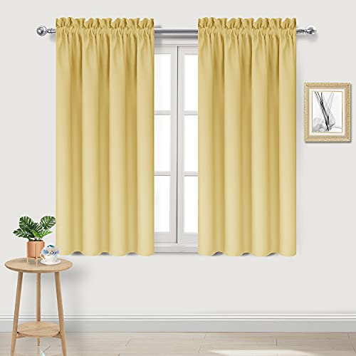 Blackout Curtains for Bedroom Living Room 42 x 54 Inch Long 2 Panels (Light Yellow / 42"W x 54"L (Pack of 2))