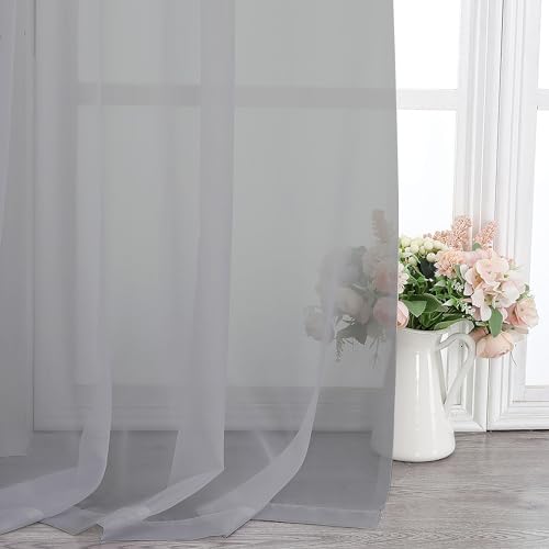 Light Grey Sheer Curtains 84 Inches Long (Light Grey / 42"W x 84"L (Pack of 2))