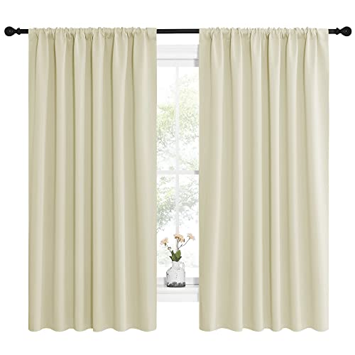 Blackout Curtains for Bedroom (Beige / 62"W x 63"L (Pack of 2))