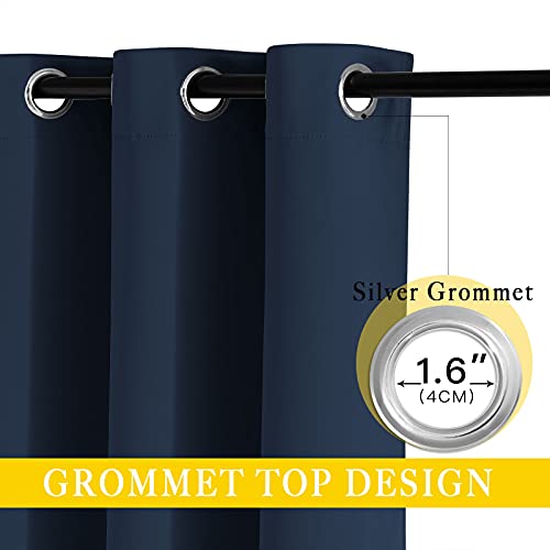 Blackout Navy Blue Bedroom Curtain 118 inches Long (Navy / 80"W x 118"L (Pack of 1))