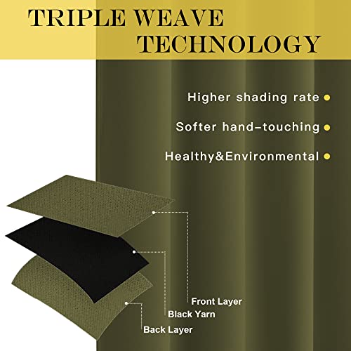 Room Darkening Curtain for Living Room (Olive Green / 46"W x 72"L (Pack of 1))