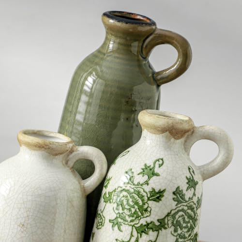 Vintage Vase Set of 3 with Handle (010 - Vintage Green)
