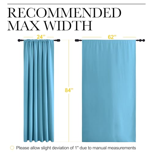 2 Panels Blackout Curtains (Teal Blue / 62"W x 84"L (Pack of 2))
