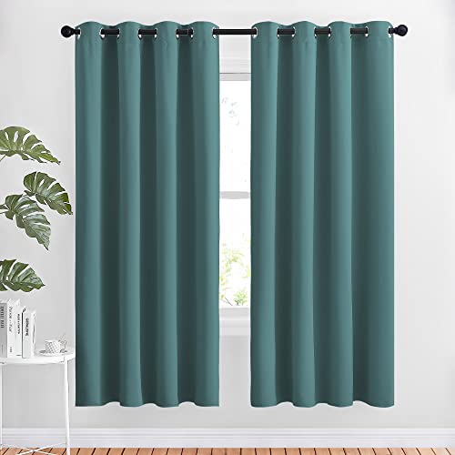 Insulated Curtains Blackout Draperies (Sea Teal / 52"W x 72"L (Pack of 2))