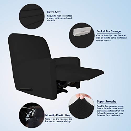 Stretc Recliner Chair Covers Fleece Soft Couch Covers for Sofa (Small Recliner Chair / Black)