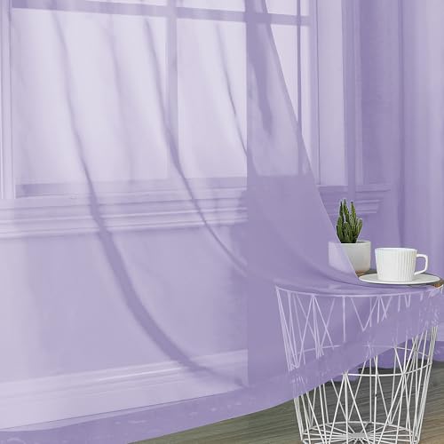 Lavender Sheer Curtains 72 Inches Long 2 Panels (Lavender / 42"W x 72"L (Pack of 2))