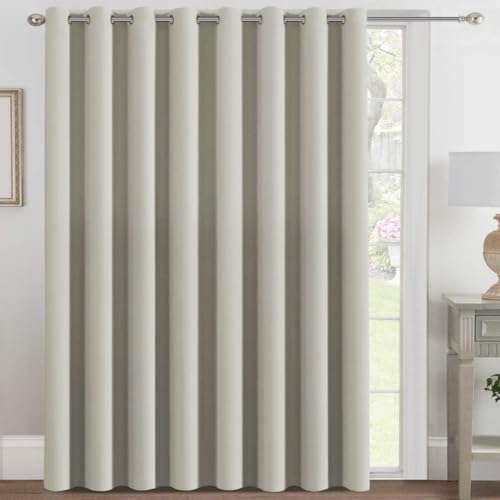 Blackout Patio Curtains 100 x 108 Inches for Sliding Door Extral Wide Blackout Curtain Panels Thermal Insulated Room Divider (100"W x 108"L (Pack of 1) / Ivory/Cream)