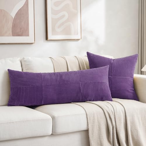 2 Packs Purple Decorative Throw Pillow Covers 22x22 Inch for Living Room Couch Bed (Purple / 22" x 22" (Pack of 2))