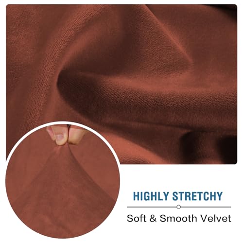 Velvet Stretch Couch Cushion Cover Plush Cushion Slipcover for Chair Loveseat Sofa Cushion Furniture Protector Seat Cushion Sofa Cover (Rust / 2 Cushion Sofa)