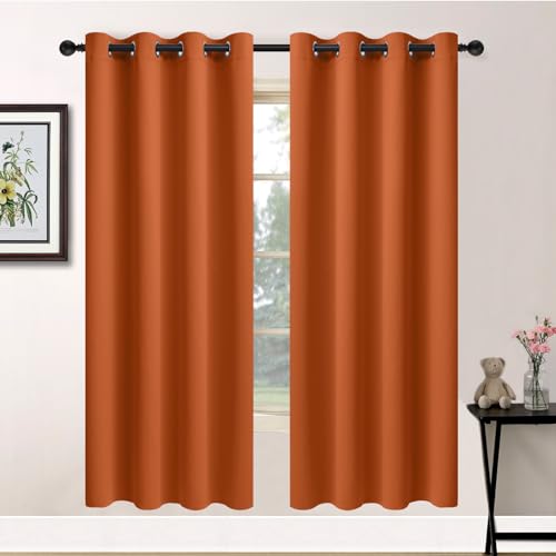 Room Darkening Curtains 52x72 inch Length Orange (Orange / 52"W x 72"L (Pack of 2))