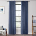Navy Blue Curtains 84 inch Length for Bedroom Back Tab Light Filtering Semi Sheer Blue Living Room Curtains Linen Cotton Textured Indigo Blue Drapery Panel Modern Aesthetic Decor 42" Wx84 L (Navy Blue / 42"W x 84"L (Pack of 2))